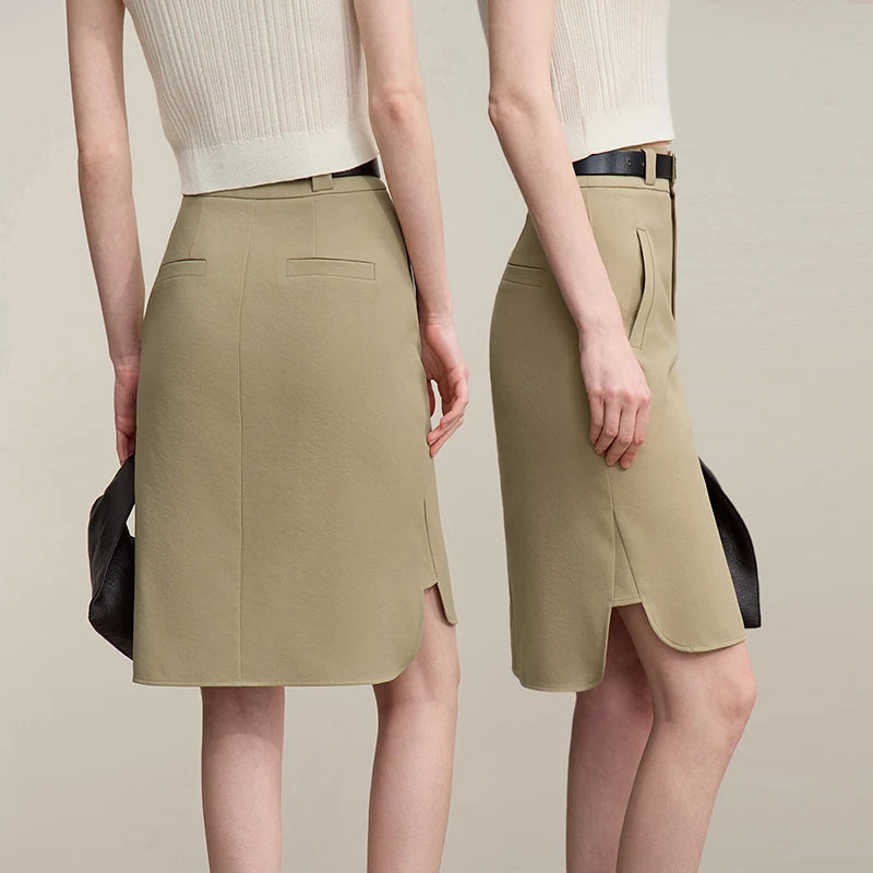 សំពត់ Amii Mid Skirt រដូវក្តៅឆ្នាំ ២០២៦ ថ្មី ស្ទីលសម្លៀកបំពាក់ធ្វើការធម្មតា សំពត់រាងអក្សរ A របស់ស្ត្រី រឹងមាំ ងាយស្រួលប្រើ ចំហៀង សម្លៀកបំពាក់ស្ត្រី 12642098