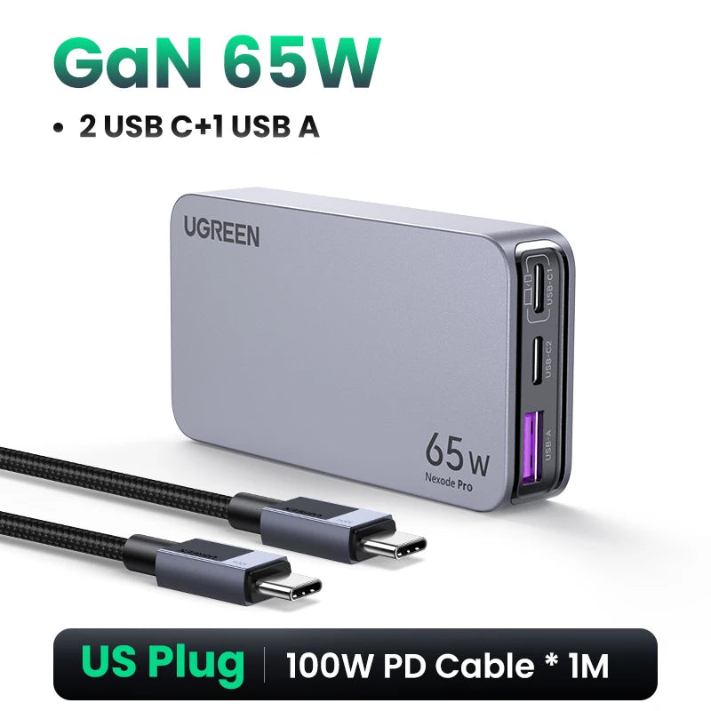 UGREEN 65W GaN Charger Quick Charge 4.0 3.0 USB C Charger For iPhone 17 16 15 Pro PD 3.0 Fast Charger For Macbook Laptop Tablet