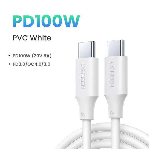 UGREEN USB C Cable 100W for iPhone 15 MacBook Pro for Samsung Galaxy A52s Fast Charging Cable 5A E-marker Chip USB Type C Cable 100W PVC White CHINA