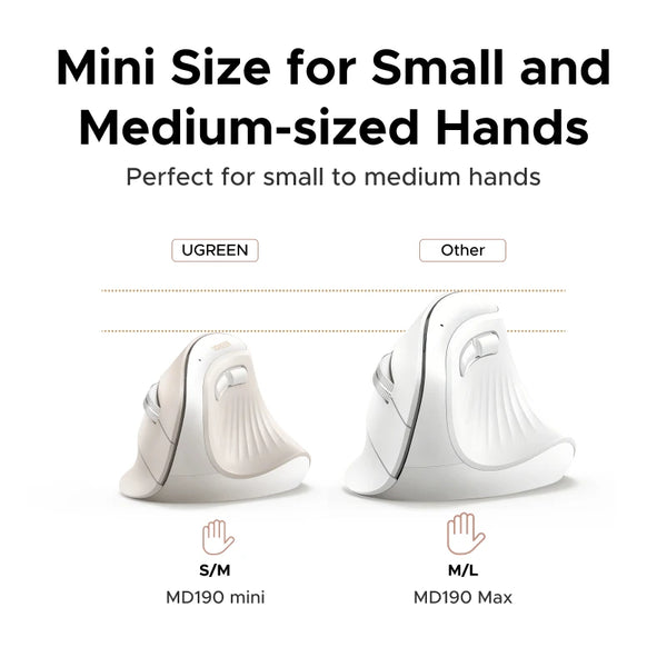 UGREEN Vertical Mouse Ergonomic Wireless Bluetooth5.0 2.4G  4000DPI Small Hand Size  for MacBook Tablet Laptops Computer