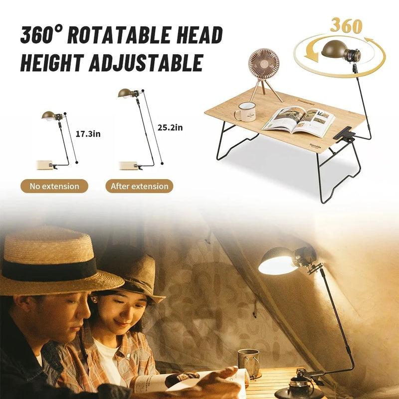 Naturehike Camping Clip Light Outdoor Camping Tent Hanging Lamp LED Rechargeable Portable Lighting Desktop Clip Table Lamps