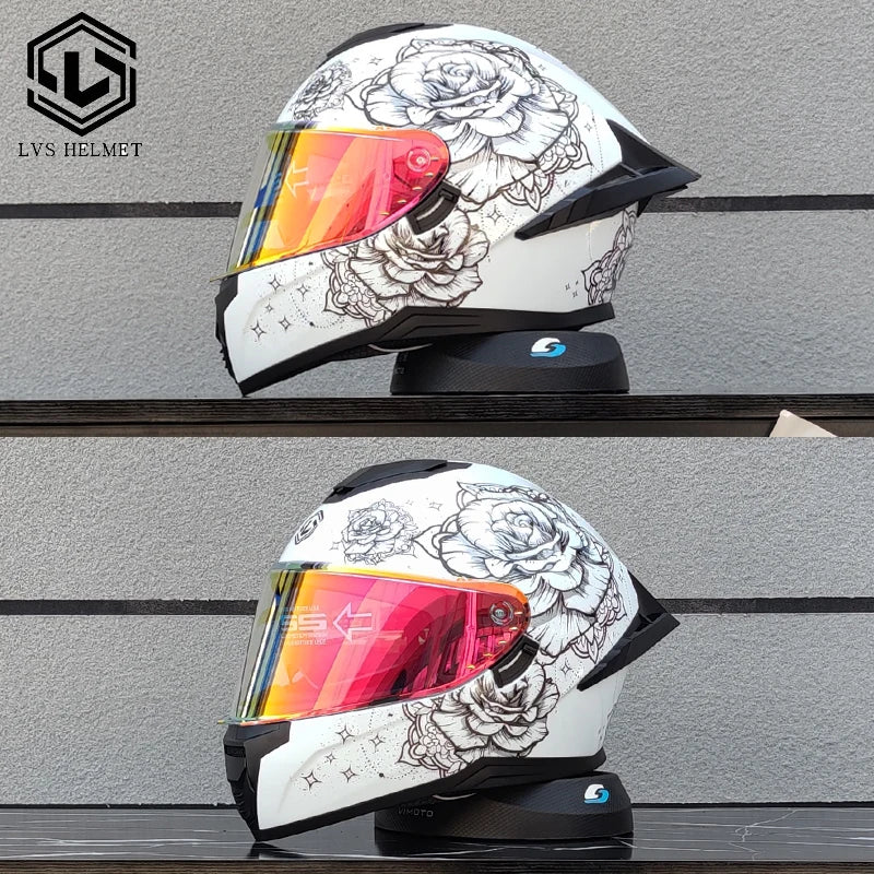 Motorcycle helmet, men's and women's dual mirror full face helmet, motorcycle sports car, all season full face helmet LVS-703