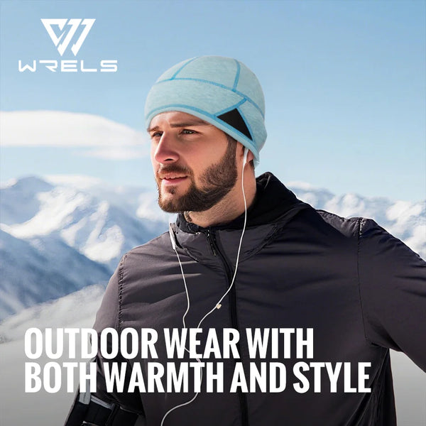WRELS Winter Beanie Hat Warm Fleece Lined Skull Cap for Men Wome Windproof Hat Soft Polar Beanie Hat Unisex Outdoor Sports Hat
