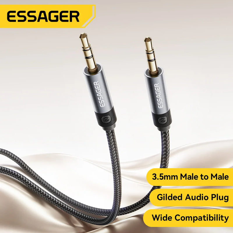 Essager 3.5mm Jack Extension Audio Cable 3.5mm Male to Male AUX Audio Cable for Samsung Xiaomi Car Headphone PC TV AUX Wire Cord
