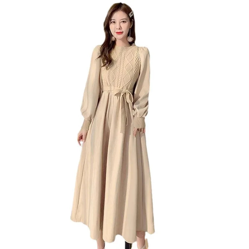 Pulls Femmes Fashion Temperament Knitwear Woman Clothes Spring Autumn Long Sleeve A-line Pullovers Dress Ladies Knit Sweater