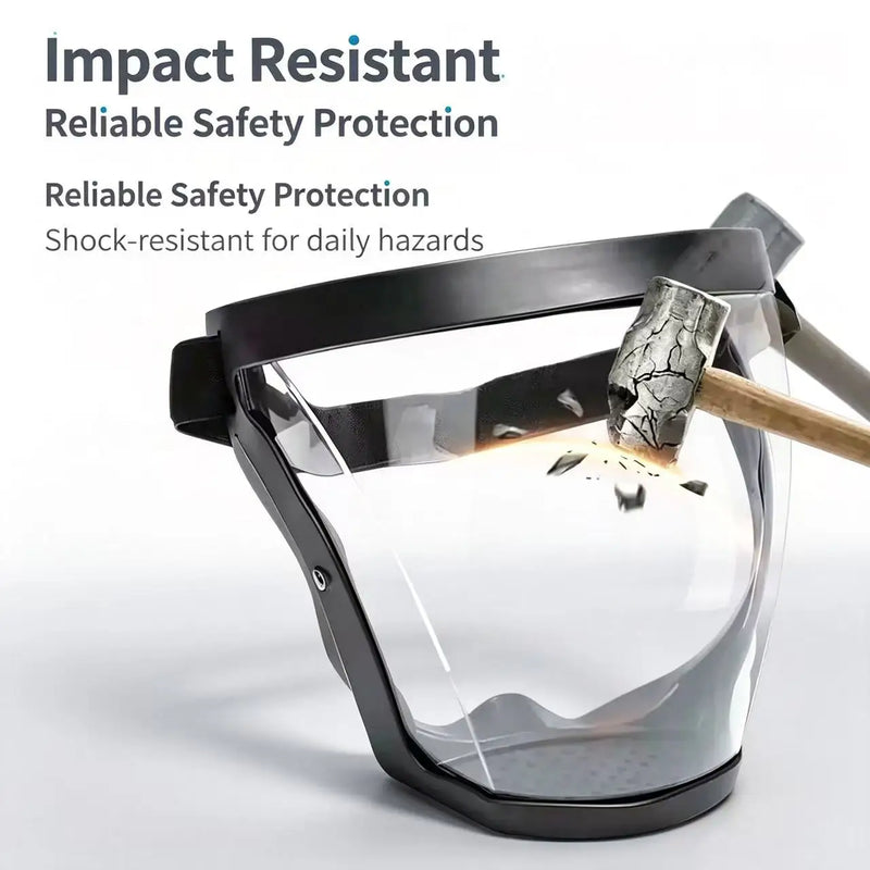 Transparent Full Face Shield Anti‑fog Windproof Dustproof Impact Resistant Clear Face Cover Visor For Outdoor Work Daily Protect