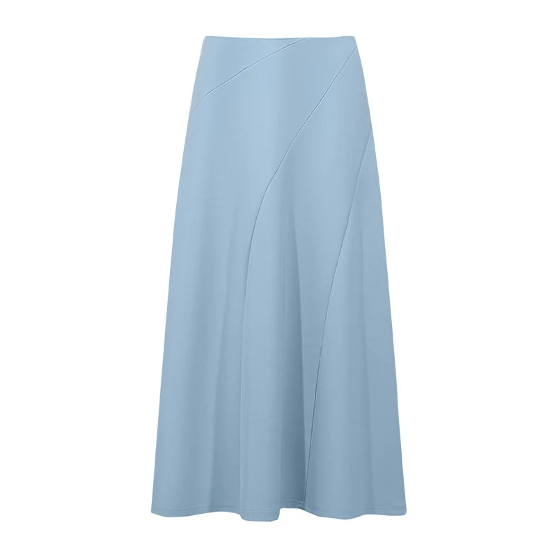 Amii Women's A-Line Skirt 2026 Summer New Stretch Air Layer Loose Solid Color Office Casual Midi Draped Skirt For Women 12622185