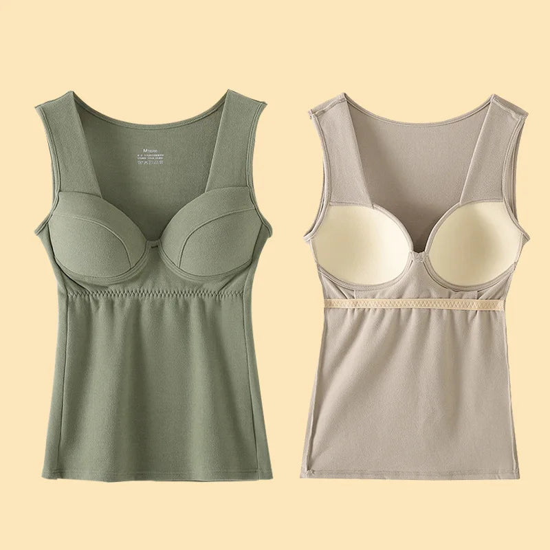 Thermal Vest German Velvet Chest Pad Underwear Bottoming Shirt Women Autumn Winter Sleepwear Top One Piece Pajamas Lingerie