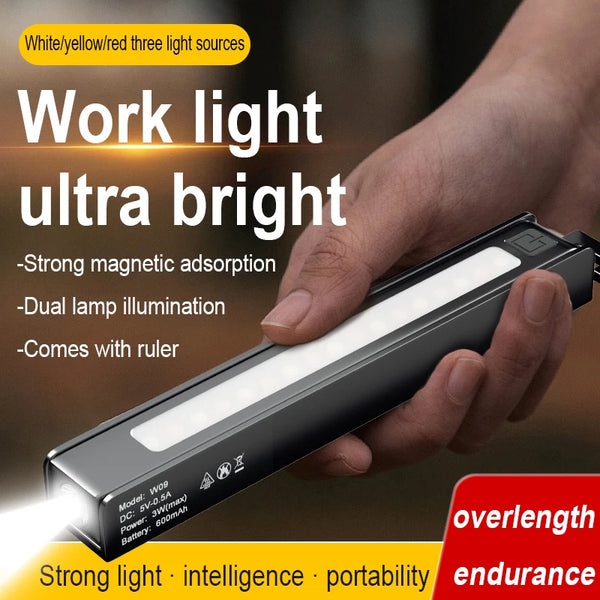ពិល LED ដែលអាចសាកបានក្រៅផ្ទះ ដែលអាចបត់បាន ជាមួយមេដែក ពិលចល័ត COB ពិលប៊ិចធ្វើការ ពិលបន្ទាត់ពហុមុខងារ