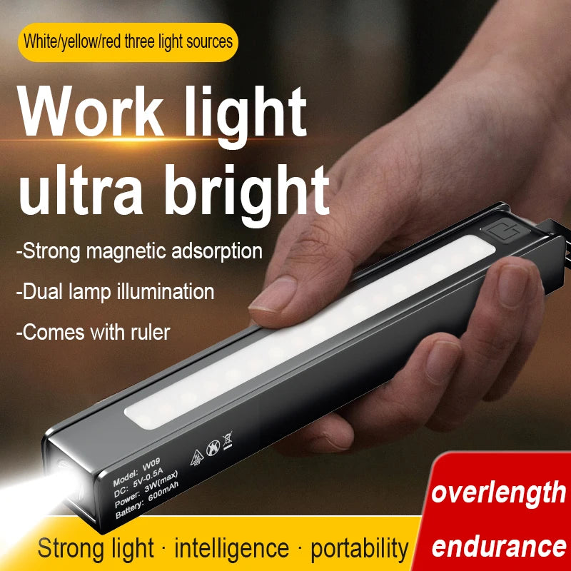ពិល LED ដែលអាចសាកបានក្រៅផ្ទះ ដែលអាចបត់បាន ជាមួយមេដែក ពិលចល័ត COB ពិលប៊ិចធ្វើការ ពិលបន្ទាត់ពហុមុខងារ