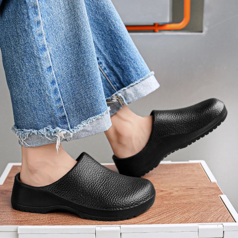 Hotel kitchen non-slip oil-resistant Chef's shoes Casual flat work safe Men's shoes Breathable comfort couple plus size slippers