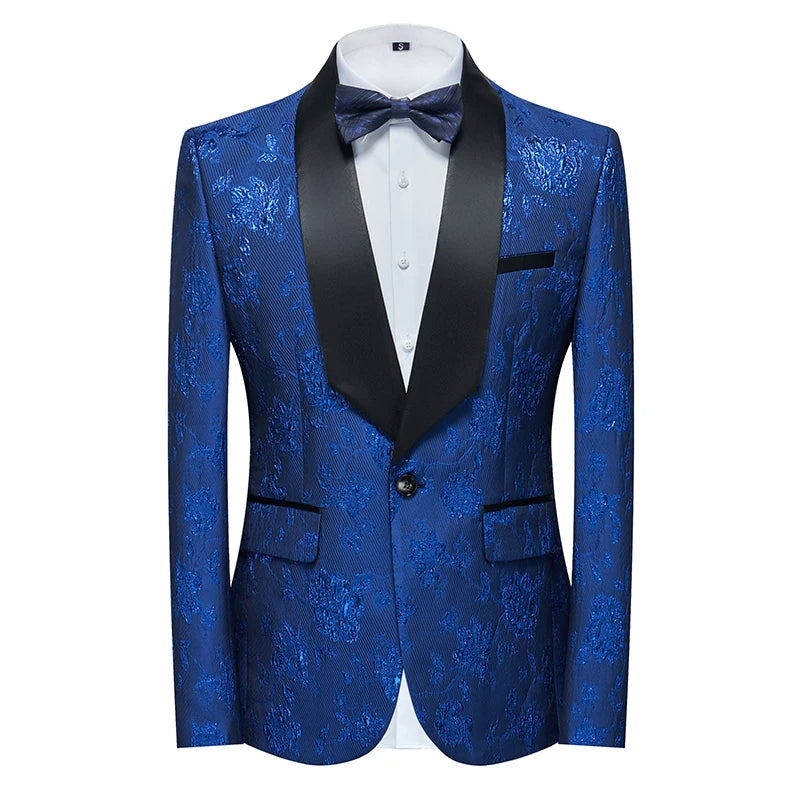 2026 New Men's Pink Embroidered Suit Jacket, Wedding Party Dress Coat, Fashionable Slim Male Blazers, Asian Size M-5XL 6XL