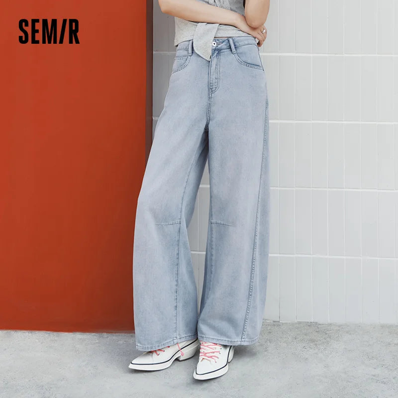 Semir Women Jeans Panelled 2026 3D Cut Floor Length Cooling Antibacterial Wide Leg Urban Casual Everyday Style Soft
