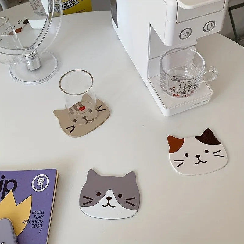 1pc Collection  Silicone Coasters Featuring Cartoon Cats - Heatproof Mats for Beverages, Kitchen Tools, And Home Decoration