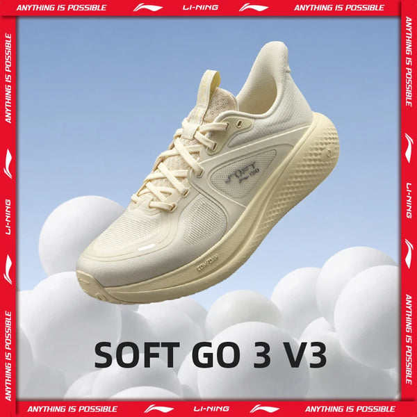 ស្បែកជើង Li-Ning សម្រាប់នារី SOFT GO 3 V3 របៀបរស់នៅ COMFOAM មានខ្យល់ចេញចូលបាន ដើរលេងប្រចាំថ្ងៃ ស្បែកជើង LiNing ទាន់សម័យ AGLW144