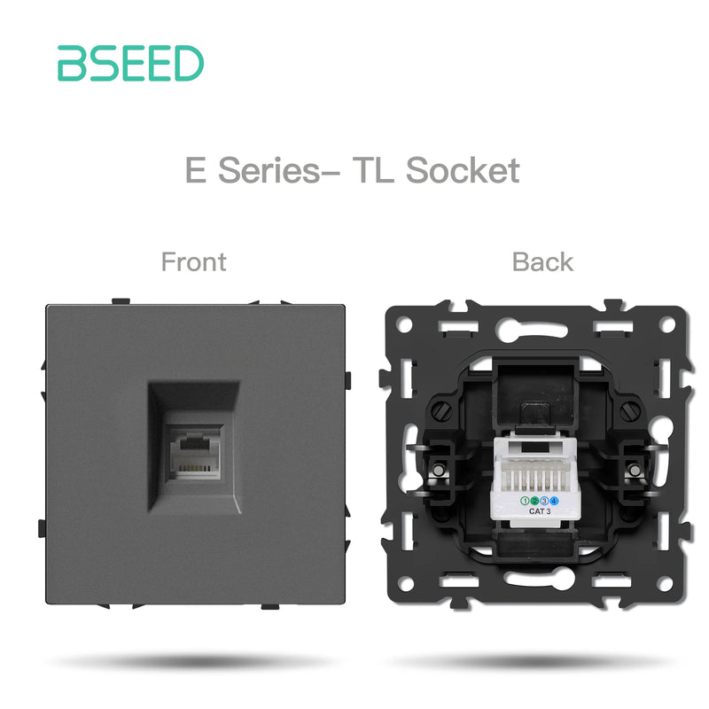 BSEED 1/2Gang Wall Button Switch USB Type-C Wall Socket Module Part Internet TV Telephone Socket Plastic Frame DIY Function Part