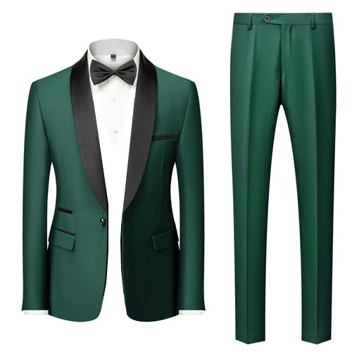 2025 New Men's Black Two-piece Set (Jacket+Pants) Business Wedding Terno Masculino White Fashion Slim Fit Costume Homme 5xl