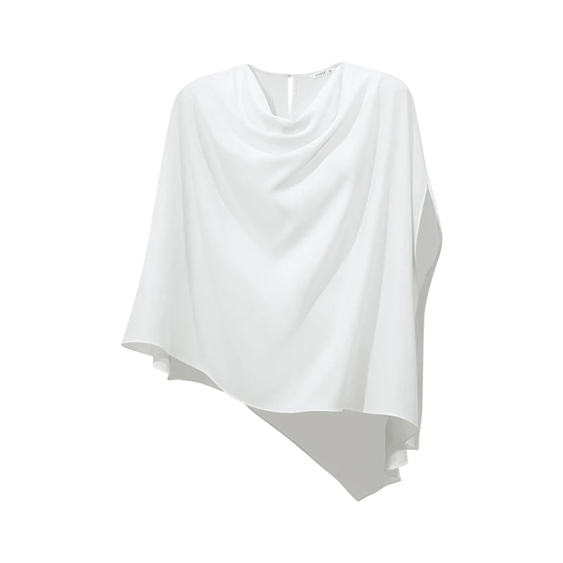 Amii Chiffon Blouse 2026 Summer New Asymmetric Dolman Sleeve Top Women Loose Elegant Cowl Neck Casual Women's Blouse 12642216
