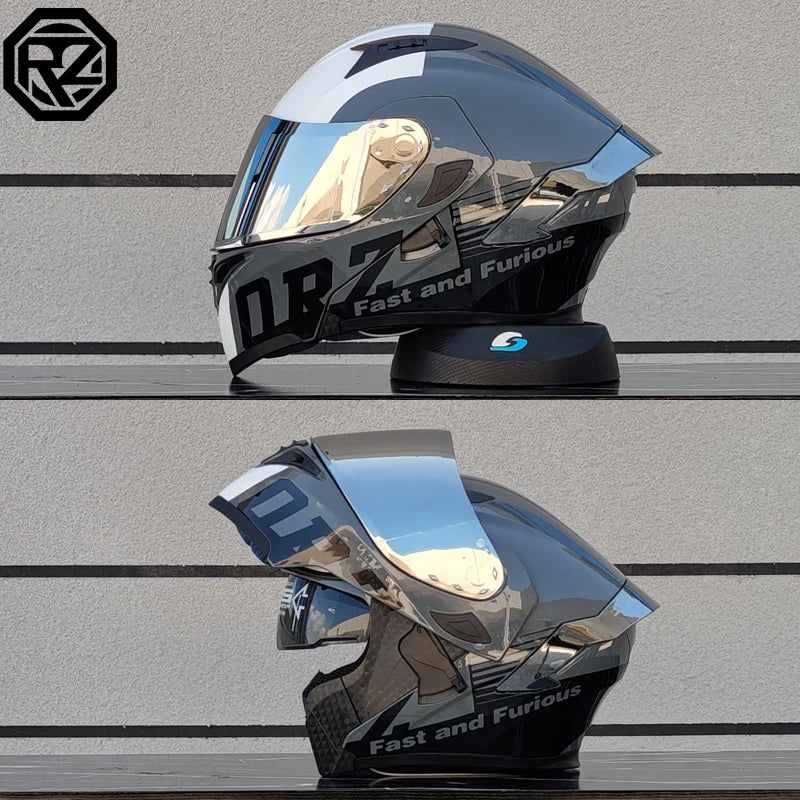 ORZ-991 Flip over Motorcycle Helmet Modular Full Face Motorcycle Helmet with Sunshade Mirror Dual Lens Motorcycle Equipment