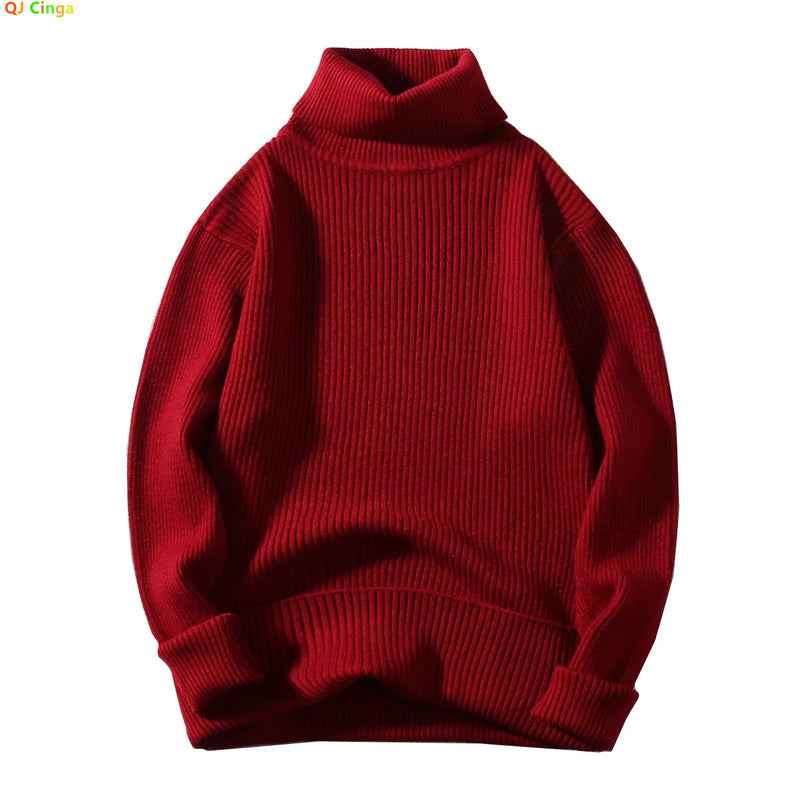 2026 New Men's Burgundy High-Neck Sweater, Winter Black Thermal Pullover Sweaters, Available in Blue, White, Yellow, Green, Gray