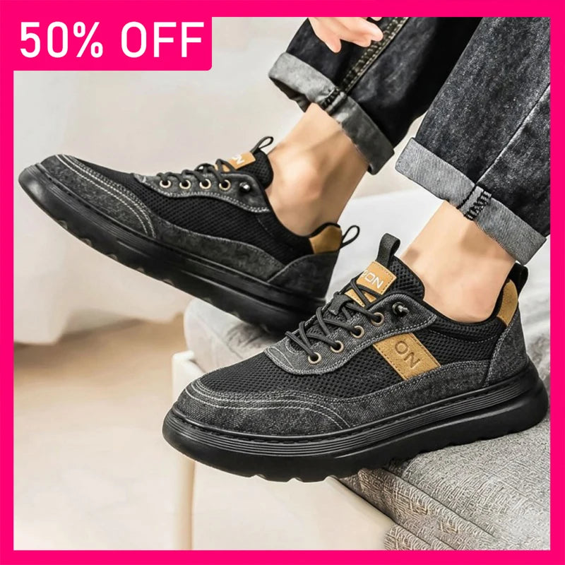 Men Sports Shoes Breathable Wear-resistant Mesh Lightweight Outdoor Walking Shoes Thick Soled Non Slip Casual Shoes for Men