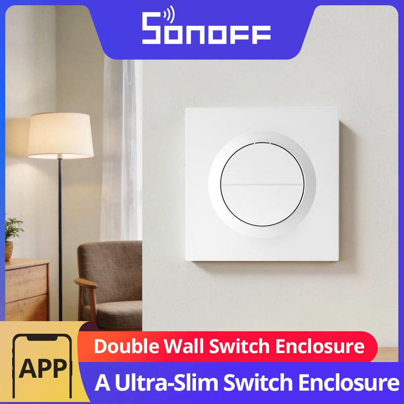 SONOFF E2GS Fusion Series Double Wall Switch Enclosure PC Slim Wall Box Designed for SONOFF MINI-2GS MINI-ZB2GS MINI-ZB2GS-L