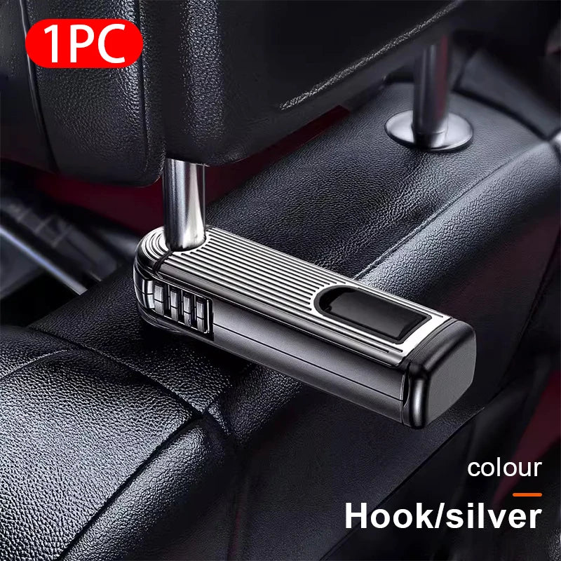SEAMETAL 2-in-1 Multi-functional Car Headrest Phone Holder Auto Hidden Rear Seat Zero Rattling Hook Bracket for Car Accessories