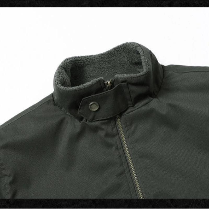 Men's Winter Fleece-Lined Bomber Jacket, Heavy Duty Cotton Military Style with Multiple Pockets, Ideal for Casual Daily Wear