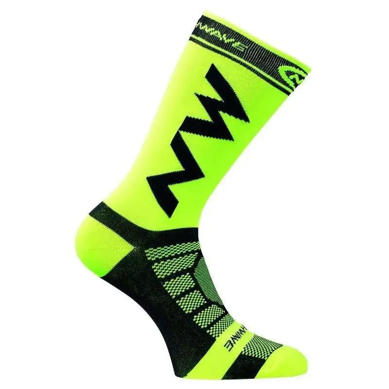 WRELS 1/2/3 Pairs Cycling Socks Fast Dry Crew Compression Socks Men Women No-Slip Cushioned Road Bike MTB Riding Athletic Socks