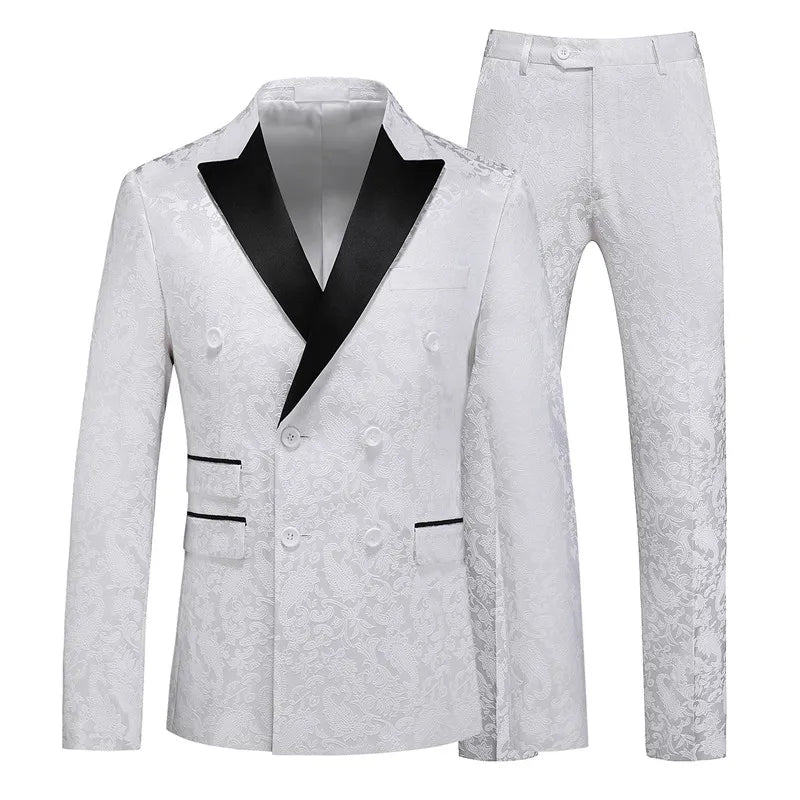 2026 New Men's Red Suit Two-Piece, Wedding Party Dress Jacket With Trousers, White Pink Black Available, Asian Size M-6XL