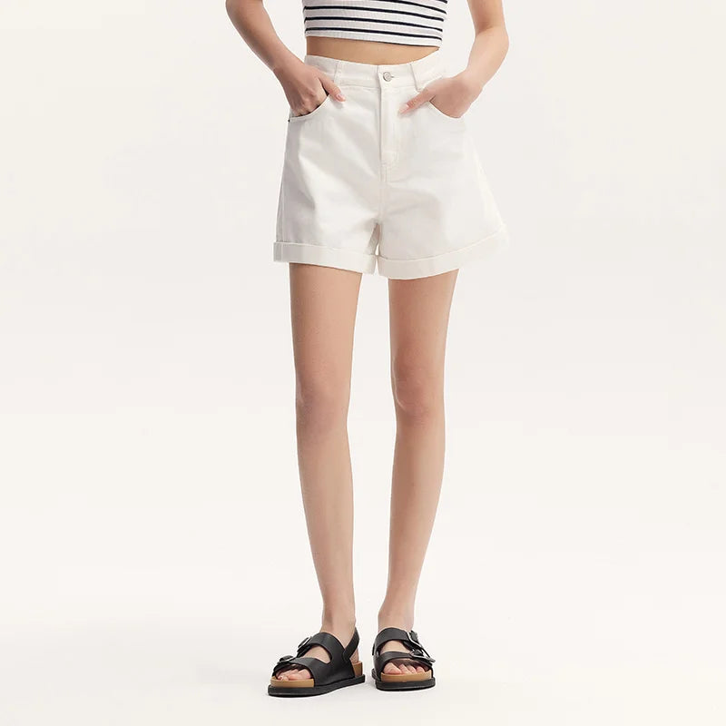 Semir Casual Pants Women Simple And Clever Design 2024 Summer New Fashionable Folded Hem Shorts For Petite Figures