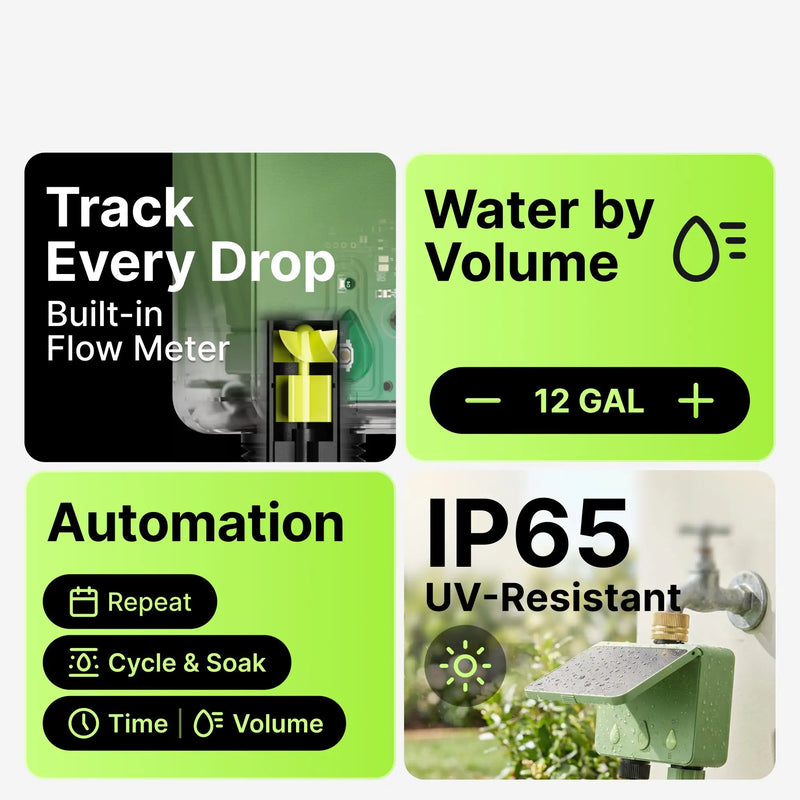 Smart WiFi 2 Zone Sprinkler Flow Detection Water Timer Tuya Garden Irrigation Controller Solar Power Automatic Watering System