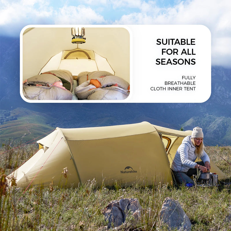 Naturehike 2026 New Ultra Light 2/3 Person Balos PRO 20D Nylon Hiking Tent Outdoor Camping Large Four Seasons Waterproof Tent
