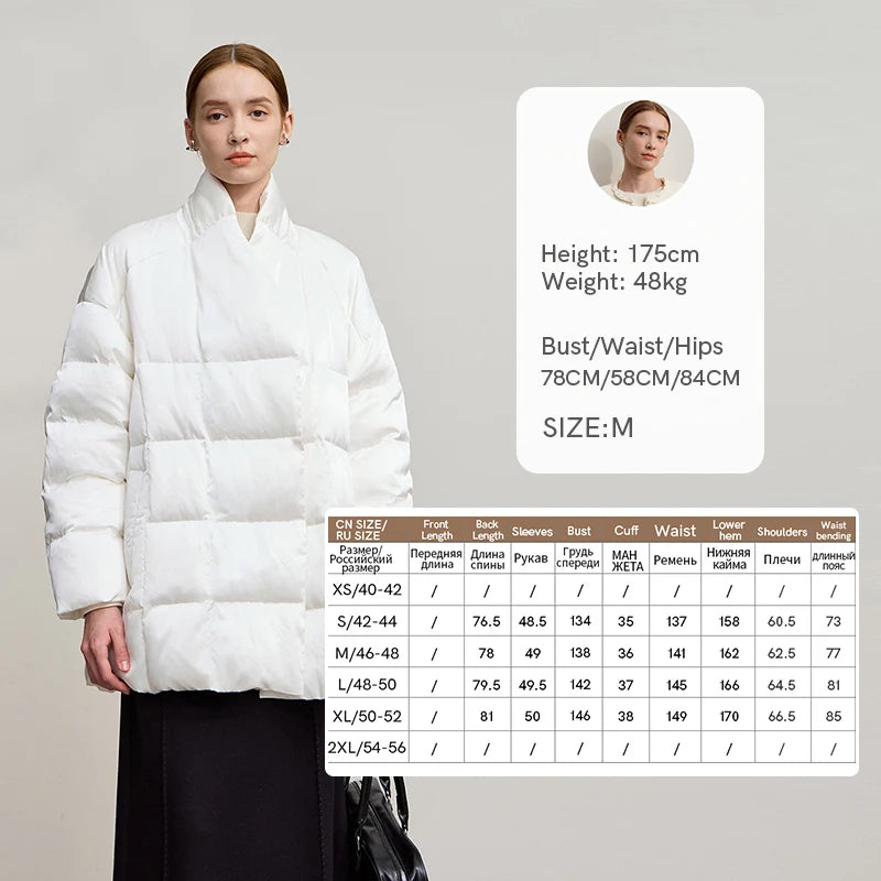 AMII Down Coats 2026 Winter New Stand-up Collar With Belt Long Sleeve Top Warm Straight Solid Color Down Jackets Woman 12544049