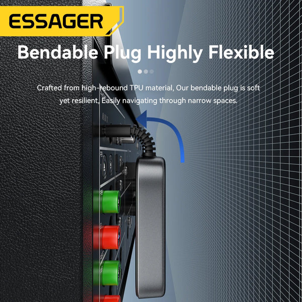 ឧបករណ៍ទទួលសំឡេងប៊្លូធូស Essager 2-in-1 ឧបករណ៍បញ្ជូនសំឡេងឥតខ្សែប៊្លូធូស 5.1 3.5mm AUX Audio Adapter សម្រាប់កាសស្តាប់ទូរទស្សន៍រថយន្ត
