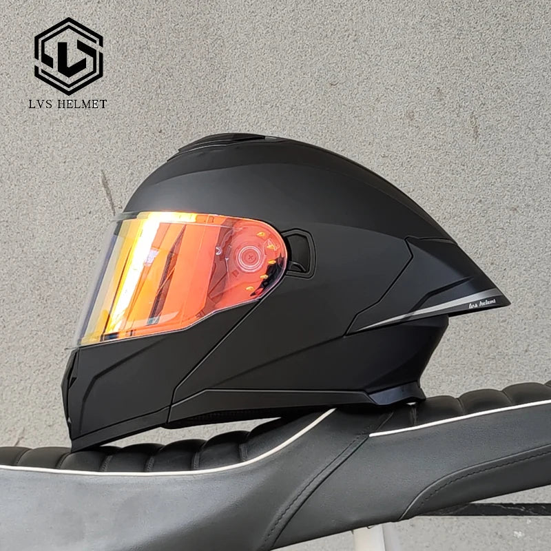 Motorcycle Modular Flip Helmet Dual Lens Big Wing Anti-Fog Visor Men Women Motorbike Touring Safety Headgear Casque Moto