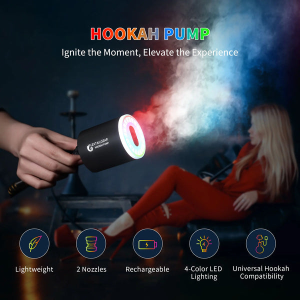 FLEXTAIL Electric Hookah Pump Kit with 1300 mAh Rechargeable Battery Led Light Mini Portable Charcoal Starter Warm Up Set