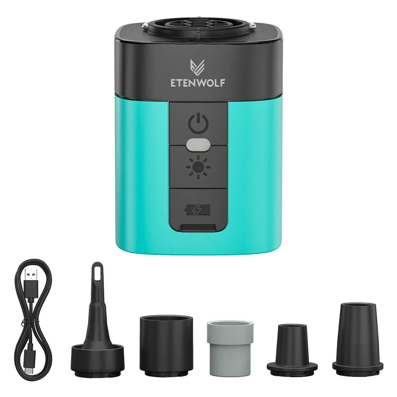 ETENWOLF AIR 3 ស្នប់ខ្យល់អគ្គិសនីឥតខ្សែ ភ្លើងសម្រាប់បោះតង់ 2600mAh ឧបករណ៍បំប៉ោង និងឧបករណ៍បន្ថយខ្យល់ខ្នាតតូច សម្រាប់អណ្តែតទឹកក្នុងអាង គ្រែ កន្ទេល ថង់បូមធូលី
