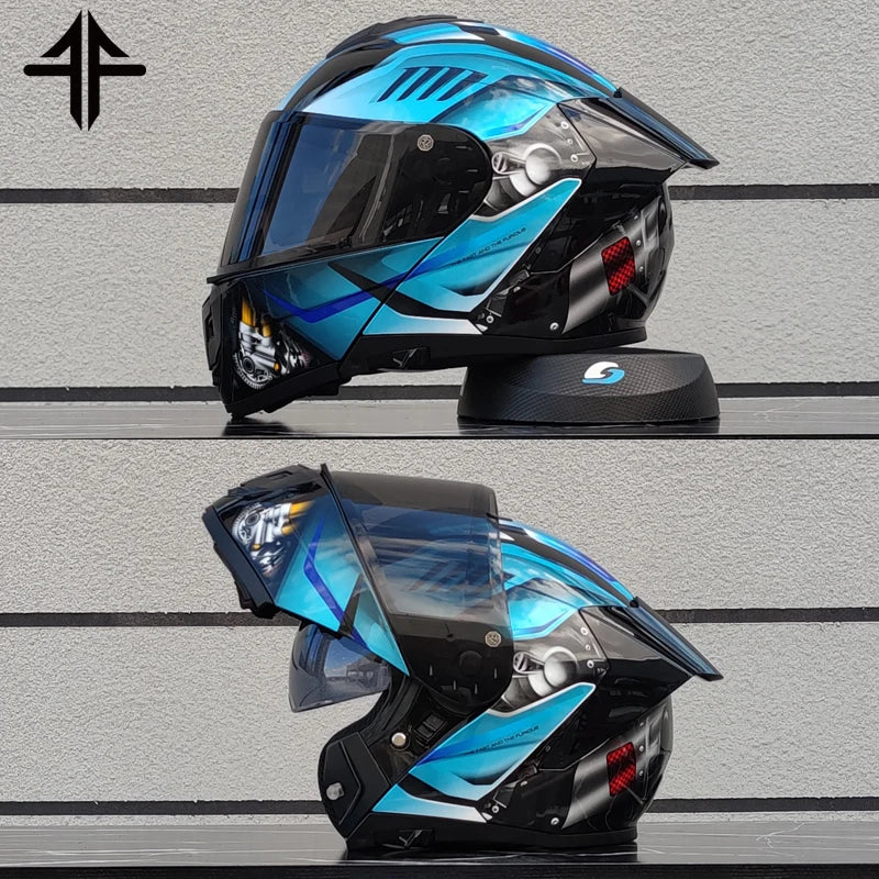 2025 Personalised Motorcycle Full Face Helmet Men Women Fashion Dual Lens Helmets Motocross Racing Modular Flip Up Casco Moto