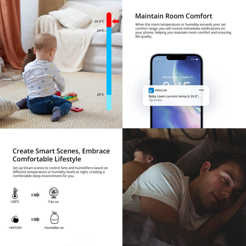 SONOFF SNZB-02P Zigbee Temperature Humidity Sensor High Accuracy Alert Smart Scene via eWeLink Work with Multiple Gateways