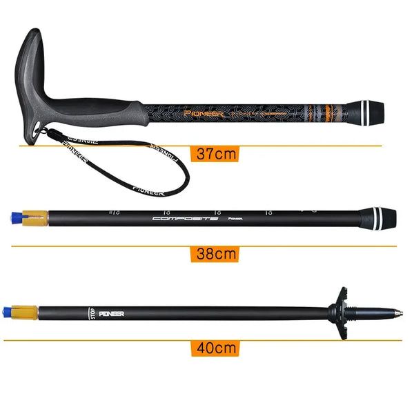 Pioneer 1pcs T-handle Trekking Pole 3 Sections Ultralight Outdoor Camping Hiking Walking Sticks Cane Climbing XDL009