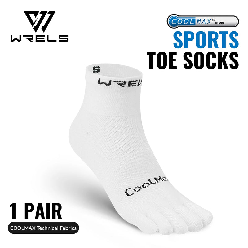WRELS 1/2/3pairs COOLMAX Five Finger Socks Athletic Running Breathable Compression Comfortable Hiking Toe Socks for Men Women