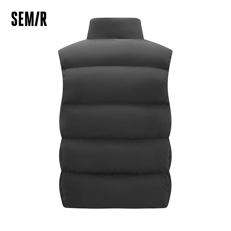 Semir Men Down Vest Water Repellent 90 Percent Down Fill Stand Collar Loose Fit Solid Color Urban Casual Style 2026 Winter