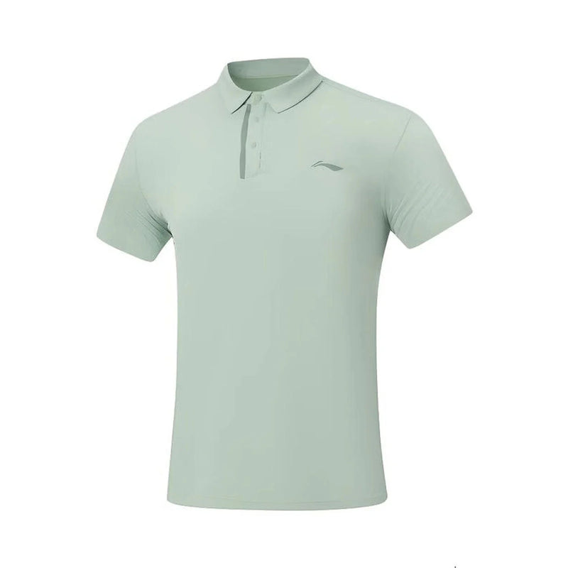 អាវយឺតប៉ូឡូហ្វឹកហាត់បុរស Li-Ning LN ស្ងួតលឿន 100% ប៉ូលីអេស្ទ័រ ការពារកាំរស្មីយូវី អាវយឺតដៃខ្លី LiNing Fitness APLW163