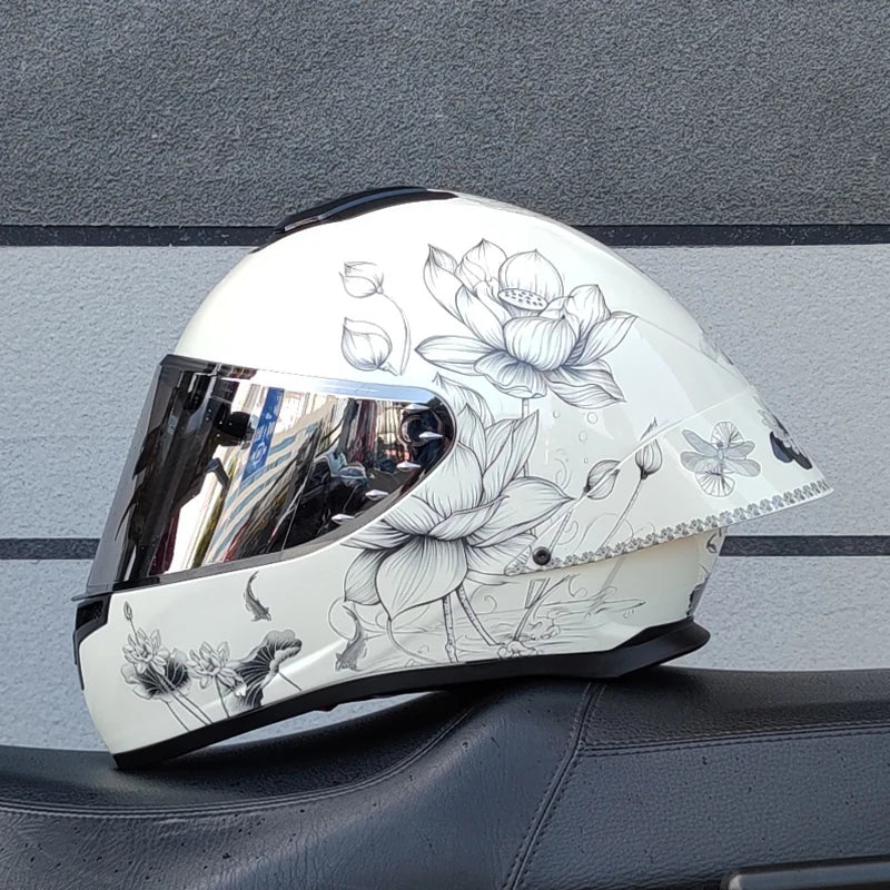 ORZ Personality Large Spoiler Full Face Motorbike Helmet ABS Material Safety DOT Certified Four Seasons Riding Protective Helmet