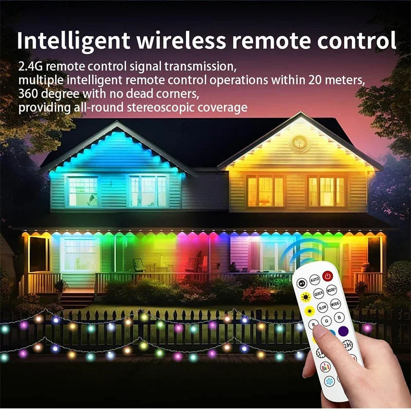 RGB Eaves Lights Bluetooth Permanent Outdoor Lighting Lights Music Sync Timer IP67 Waterproof String Party Home Holiday Decor