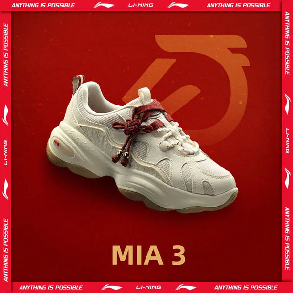 ស្បែកជើង Li-Ning ស្ត្រី MIA 3 របៀបរស់នៅ COMFOAM ទន់ Rebound មានផាសុកភាព ស្បែកជើងដើរ LiNing បុរាណ ស្បែកជើងប៉ាតាធម្មតា AGCW006