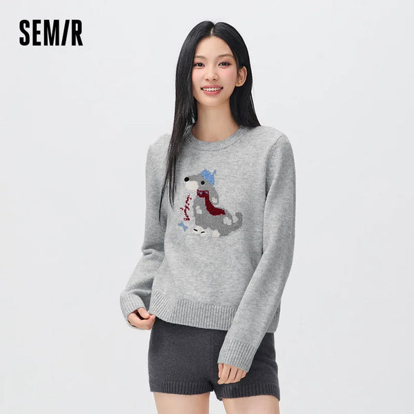 អាវយឺតប៉ាក់ Semir សម្រាប់នារី រចនាបថ Jacquard Pet កមូល រចនាបថតិចតួចបំផុត សម្រាប់រដូវរងាថ្មី ឆ្នាំ២០២៦ សម្រាប់ស្លៀកប្រចាំថ្ងៃ រចនាបថធម្មតាក្នុងទីក្រុង