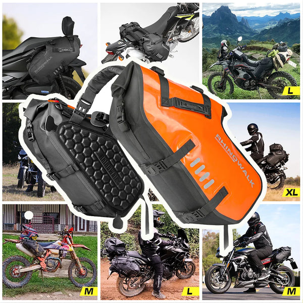 កាបូបម៉ូតូ Rhinowalk ពីរចំហៀង ការពារទឹកជ្រាប ១០០% ទំហំ ១៨លីត្រ/២៨លីត្រ/៤៨លីត្រ សមជាសកល កាបូបដាក់ឥវ៉ាន់សម្រាប់ម៉ូតូ កាបូបសម្រាប់ដាក់ឥវ៉ាន់កន្ទុយស្ងួត