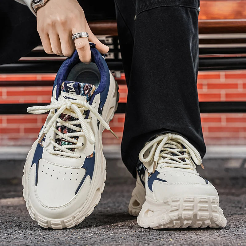 Chunky sneakers four seasons men's breathable light soft sole comfort outdoor running sports shoes fashion casual walking shoes